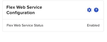 Flex Web Service Configuration showing status Enabled